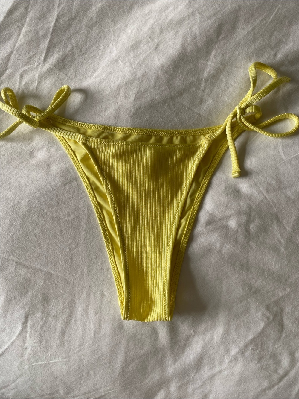 aerie shine rib side-tie cheekiest Bikini Bottom in bright yellow